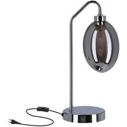 Tischleuchte , Chromfarben, Edelstahlfarben , Metall, Glas , 16x36x13 cm , RoHS, Europäischer Sicherheitsstandard , Schnurschalter, einfach zu transportieren , Lampen & Leuchten, Leuchtenserien