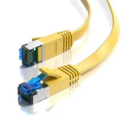 JAMEGA CAT 7 Flachkabel, RJ45 LAN Ethernet Patchkabel Netzwerk LAN-Kabel, CAT.7, RJ-45 Stecker (Ethernet) (500 cm) gelb
