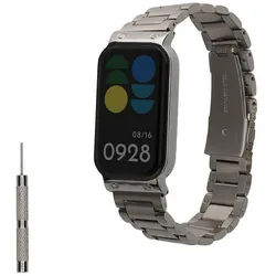 kwmobile Edelstahl Uhrenarmband für Xiaomi Smart Band 8 Active / Redmi Band 2 Smartwatch, 1-tlg., Ersatzarmband für Smartwatch - 14 - 22 cm Innenmaße silberfarben