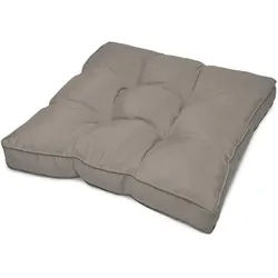Beautissu Loungekissen Flair Outdoor Sitz 60/60/10cm Hellgrau , Textil , 60x10x60 cm , Outdoor-Kissen, Outdoor-Sitzkissen