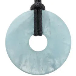 Lebensquelle Plus Runder Anhänger Aquamarin Donut, 30 mm Anhänger + Baumwollband