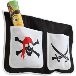 Mid.you Betttasche , Schwarz, Weiß , Textil , Pirat , 2 Fächer , 56x32x2 cm , Babymöbel & Kindermöbel, Kinderzimmer & Jugendzimmer, Kinderbettzubehör