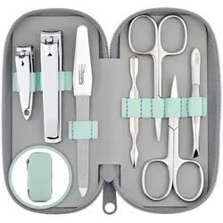 marQus Maniküre-Pediküre-Set Maniküre Set Solingen - Vergleichssieger mit Top Preis/Leistung, Echt Leder Etui handlich und weich, 7teiliges Nagelset aus glanzvernickeltem poliertem Stahl