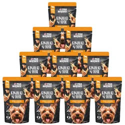 PAN MIĘSKO Stückchen in Soße – Pute mit Ente, 10x150g, für Hunde