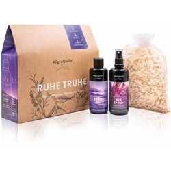 AllgäuQuelle Bio Geschenk-Set Öl Lavendel Eukalyptus mit Raumspray, Badeöl, Zirben-Säckchen Flaschen 200 ml
