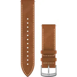 Garmin Smartwatch-Armband Ersatzarmband 20mm Leder Hellbraun mit Naht/Silber braun|silberfarben