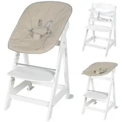 Roba Babyhochstuhl Born Up Luxe mit Neugeborenenaufsatz Weiß , Weiß, Beige , Textil , 46x94x66.5 cm , Babymöbel, Hochstühle & Zubehör, Hochstühle