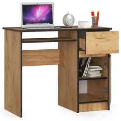 Raumhirsch Furniture Schreibtisch 90 cm Breite - Computertisch 90 cm Breite - Optimale Arbeitsfläche, Hochwertiges Laminat, Stauraum, elegantes Design, Selbstmontage 90 cm x 77 cm x 50 cm