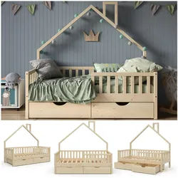VitaliSpa Hausbett Kinderbett Spielbett Noemi 80x160cm Schubladen Rausfallschutz