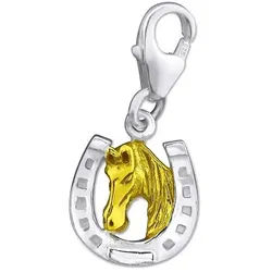 schmuck23 Charm-Einhänger Charm Anhänger Hufeisen Pferd 925 Silber Bettelarmband, Bettelarmband silberfarben