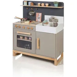 Musterkind Kinderküche , Grau, Naturfarben , Holz, Holzwerkstoff , 36x90x76 cm , CE, EN 71 , Spielzeug, Holzspielzeug