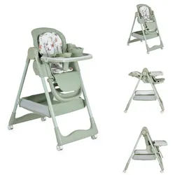 Moni Kombihochstuhl Hochstuhl Surprise faltbar, Lätzchen Schüssel Löffel Gabel Räder Korb grün