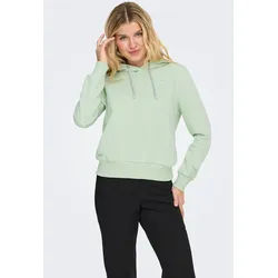 Kapuzensweatshirt ONLY "ONLNOLI L/S HEART HOOD SWT NOOS", Damen, Gr. XS, grün l. detail:silber strings, heart emb, Sweatware, Obermaterial: 60% Baumwolle, 40% Polyester, unifarben, regular fit normal, Rundhals, Rippbündchen, Sweatshirts, Baumwollmischung, regular fit
