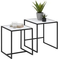 Beistelltischset Tobi Weiß/Schwarz, 2er Set