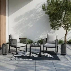 Gartensessel-Set 2-er Set Toni Grau Metall/Outdoorstoff