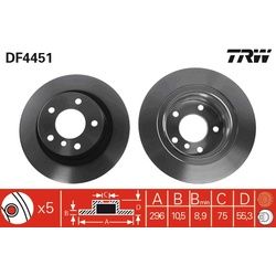 TRW Bremsscheiben Voll Hinten Rechts Links für BMW 1 3