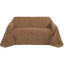Beautissu Tagesdecke Romantica Wildleder Optik 210/280 cm Dunkelbraun , Textil , 210x280 cm , Heimtextilien, Bettwäsche & Leintücher, Tagesdecken