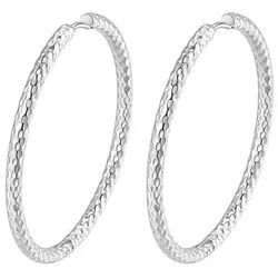 Hey Happiness Klappcreolen Schlangenhaut, Strukturierte Edelstahl Ohrringe Damen, Große Hoop Creolen mit geprägter Oberfläche, für Ohr Stacks silberfarben