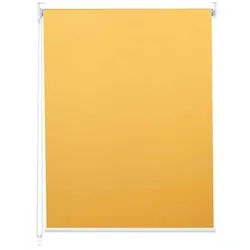Seitenzugrollo MCW-D52-60x230, MCW, abdunkelnd, verschraubt, Wand- oder Deckenmontage, Bohrmontage, Kettenzug inkl. Kindersicherung, stufenlos, blickdicht, Thermobarriere gelb