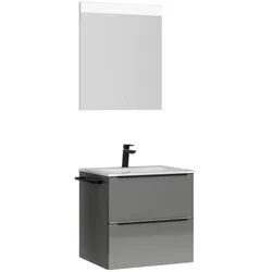 Nobilia Badezimmer , Schwarz, Schieferfarben , Metall , 2,2 Schubladen , F , 61 cm , Goldenes M, Made in Germany , Griffeauswahl, hängend, Zusatzausstattung erhältlich, Typenvielfalt , Badezimmer, Badmöbelsets & Badmöbelserien, Badmöbel-Sets