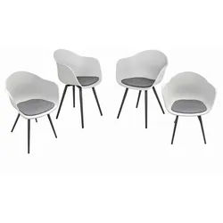 Gardenson Gartenstuhl , Grau, Schwarz , Metall, Kunststoff , konisch , 61x74x56 cm , wetterfest, abwischbar, geeignet für Balkon, stapelbar, gastro- und objekttauglich, UV-beständig, regenabweisend , Gartenmöbel, Gartensessel, Gartenstühle