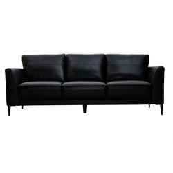 3-Sitzer schwarzes Ledersofa JOPLIN - Büffelleder