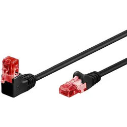 Goobay CAT 6 Patchkabel 1x 90° gewinkelt U/UTP schwarz 025 m Kupferkaschierte Netzwerkkabel