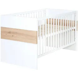 Roba Babybett Lion 70 x 140 cm , Weiß , Holzwerkstoff , Rechteckig , 70x140 cm , Hergestellt in Europa , Babymöbel, Babybetten, Gitterbett