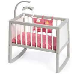 Musterkind Puppenwiege , Grau, Weiß, Altrosa , Holz, Textil, Holzwerkstoff , 39x70x56 cm , EN 71, Ce , Spielzeug, Puppen & Puppenzubehör, Puppenhäuser