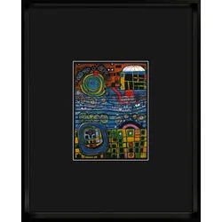 Hundertwasser Kunstkarte 25x31cm - schwarz