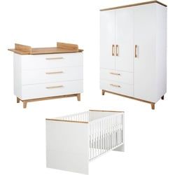 roba® Babyzimmer-Komplettset »Finn«, (Set, 3 St., Kinderbett, Schrank, Wickelkommode), mit Kinderbett, Schrank und Wickelkommode Roba® Weiß/Goldeiche Weiß/Goldeiche