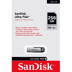 Sandisk USB 3.0 Stick 256GB, Ultra Flair Typ-A, (R) 150MB/s, SecureAccess, Retail-Blister