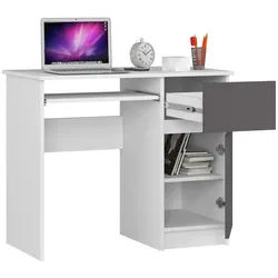 Raumhirsch Furniture Schreibtisch 90 cm Breite - Computertisch 90 cm Breite - Optimale Arbeitsfläche, Hochwertiges Laminat, Stauraum, elegantes Design, Selbstmontage grau 90 cm x 77 cm x 50 cm