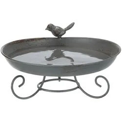 TRIXIE Vogeltränke / -bad zum Hinstellen, Metall, 800 ml / Ø 22 cm, grau