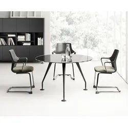 Glas Besprechungstisch rund 120 cm Lewo 4