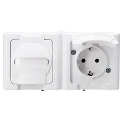 Kopp 131202003 Blue Elec. 2fach Schutzkontakt-Steckdose waag. Aufputz IP44