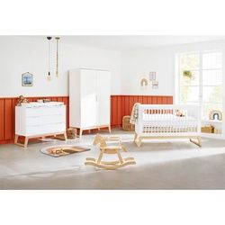 Pinolino Babyzimmer , Weiß, Eschefarben , Holz, Holzwerkstoff , Esche , massiv , 5 Fächer , 3 Schubladen , in verschiedenen Größen erhältlich,zum Juniorbett umbaubar, höhenverstellbar, Sprossen mit Normabstand, Aufbauanleitung im Karton, Lattenrost inklusive, Schlupfsprossen , Baby & Kindermöbel, Babyzimmer, Babyzimmer-serien