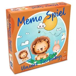 PUNALU Lernspielzeug Tierbaby Memorie für Kinder ab 2 Jahren, Memo Spiel, Lernspiel orange