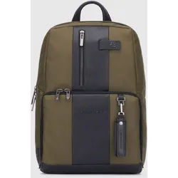 Piquadro Brief 2 Laptoprucksack aus rezykliertem Stoff für 14" Notebook Militärgrün