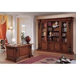 JVmoebel Schreibtisch Klassisches Braunes Arbeitszimmer Set Bürotisch Bücherregal (2-St., Nur Schreibtisch + Bücherregal), Made in Italy braun