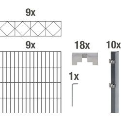 Doppelstabmattenzaun »Bergen«, (Set), anthrazit, 120 cm hoch, 9 Matten für 18 m, 10 Pfosten, 57281762-0 grau H/L: 120 cm x 18 m