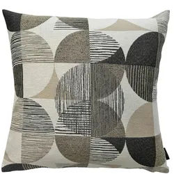 Kissenhülle , Beige , Textil , Kreise , quadratisch , 48x48 cm , Oeko-Tex® Standard 100 , Heimtextilien, Bezüge, Kissenbezüge