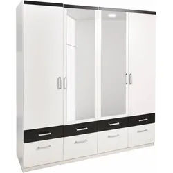 priess Kleiderschrank schwarz|weiß 185 cm x 193 cm x 56 cm