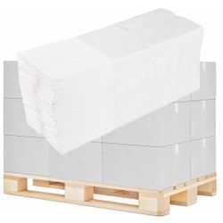 Papierhandtücher, 24,5 x 30,5 cm, 2-lagig, weißlich, Zellstoffmixpapier geprägt in C-Euro-Falzung, 1⁄2 Palette = 18 Karton