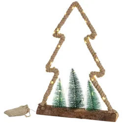 ECD-Germany Weihnacht Figur Jute , Braun , Holz , 6.5x45x35 cm , Dekoration, Weihnachtsdekoration