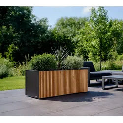 Herstera Garden Deco Planter 50 XL | rechteckiger Pflanzkübel Outdoor | 150x50x50 cm - Schwarz