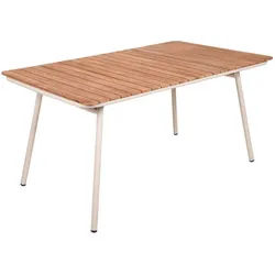 Gardenson Gartentisch , Braun , Holz, Metall , Teakholz , Hartholz , rechteckig , rund , 90x74x150 cm , gastro- und objekttauglich, regenabweisend, UV-beständig, wetterfest, platzsparend , Holzmöbel, Holztische, Gartentische Holz