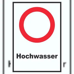 Durchfahrt verboten Hochwasser Schild A5 Rückseite selbstklebend