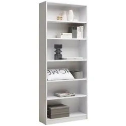 Carryhome Regal , Weiß , Holzwerkstoff , 5 Fächer , 80x199.2x28 cm , stehend , Wohnzimmer, Regale, Bücherregale