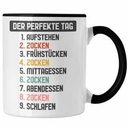 Trendation Tasse Trendation - Zocker Gamer Tasse mit Spruch Geschenk Junge Jungs Gaming Kaffeetasse Der Perfekte Tag schwarz